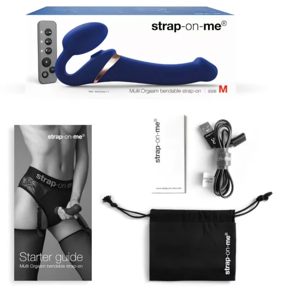 Strap-on-me M - festepåbar luftbølgevibrator (blå)