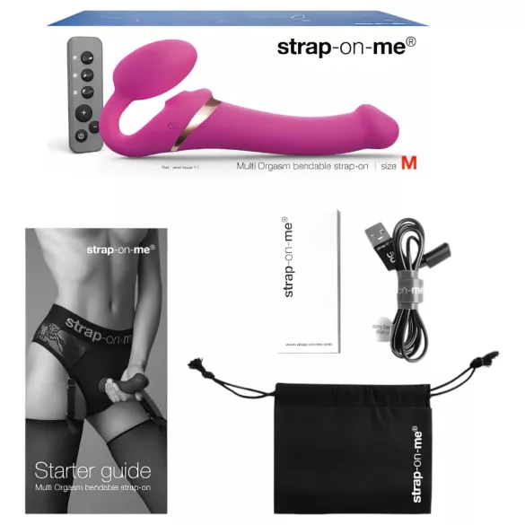 Strap-on-me M - lufttrykk-vibrator med stropper (rosa)