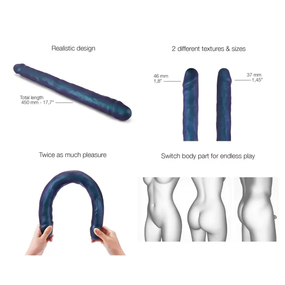 Strap-on-me - Dobbel dildo (metalblå)