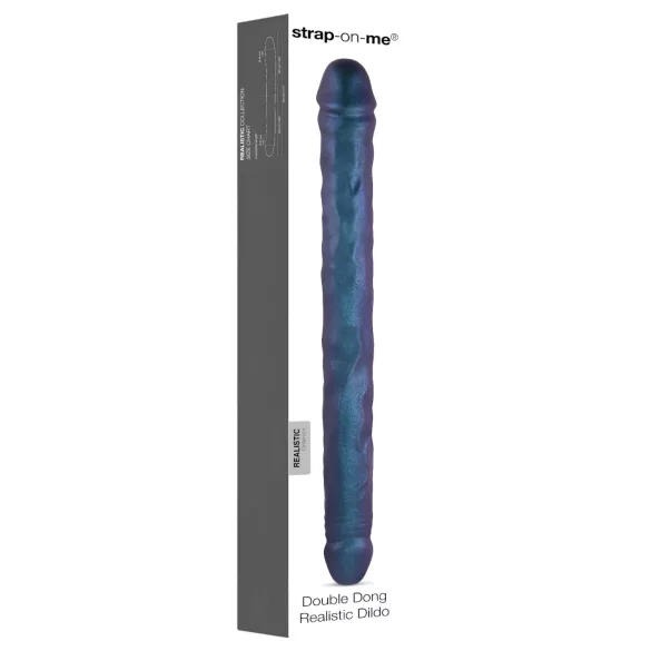 Strap-on-me - Dobbel dildo (metalblå)