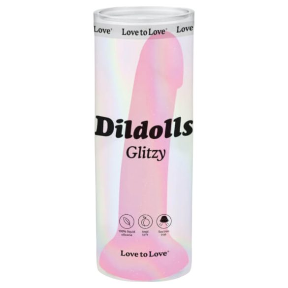 Dildolls Glitzy - silikon dildo med sugekopp (rosa)