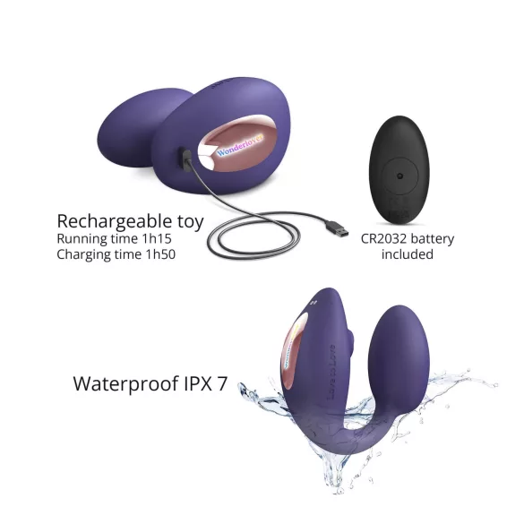 Love to Love Wonderlover - klitoris-lokkende G-punktvibrator (mørk lilla)