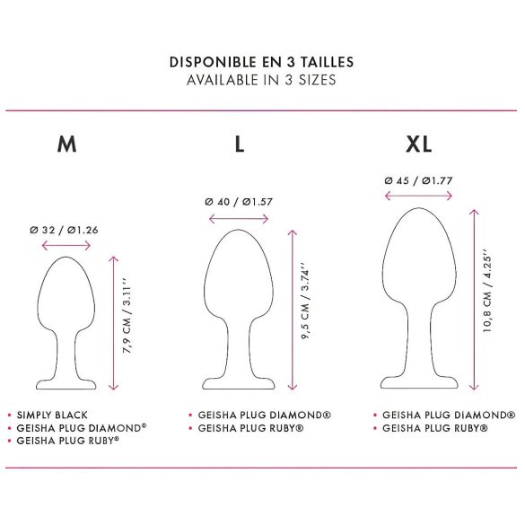 Dorcel Geisha Diamond XL - Svart analplugg med hvit sten