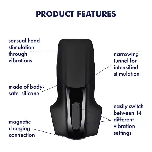 Satisfyer Menn Vibrasjon - oppladbar penisvibrator (svart)