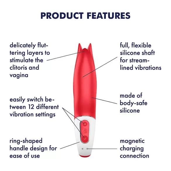 Satisfyer Power Flower - batteridrevet, vanntett vibrator (rød)