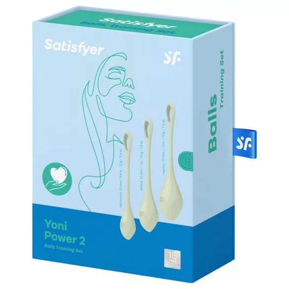 Satisfyer Yoni Power 2 - grønn kegelsett (3 deler)