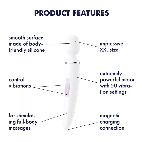 Satisfyer Wand-er Woman - vanntett massasjevibrator (hvit)