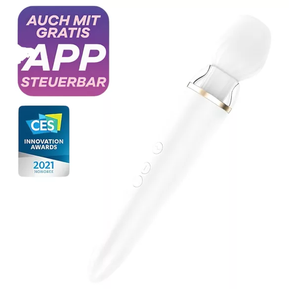 Satisfyer Double Wand-er - app-styrt massasjevibrator (hvit)
