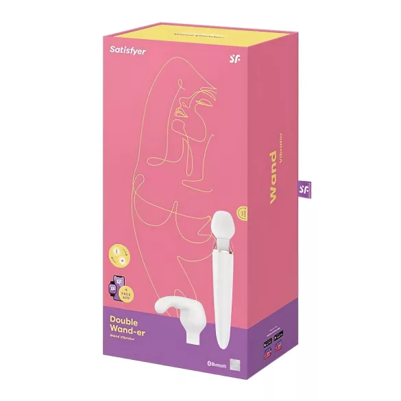 Satisfyer Double Wand-er - app-styrt massasjevibrator (hvit)