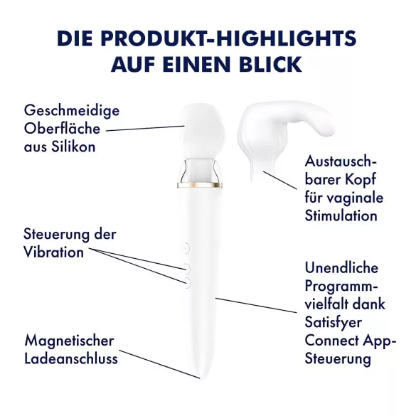 Satisfyer Double Wand-er - app-styrt massasjevibrator (hvit)