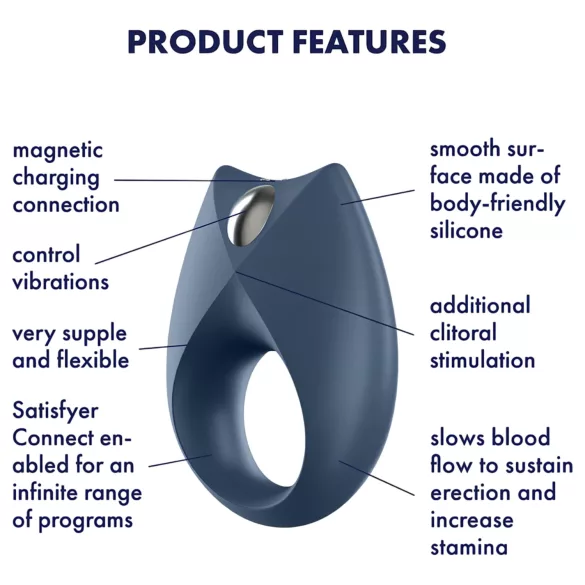 Satisfyer Royal One - App-styrt vibrasjons-penisring for menn (blå)