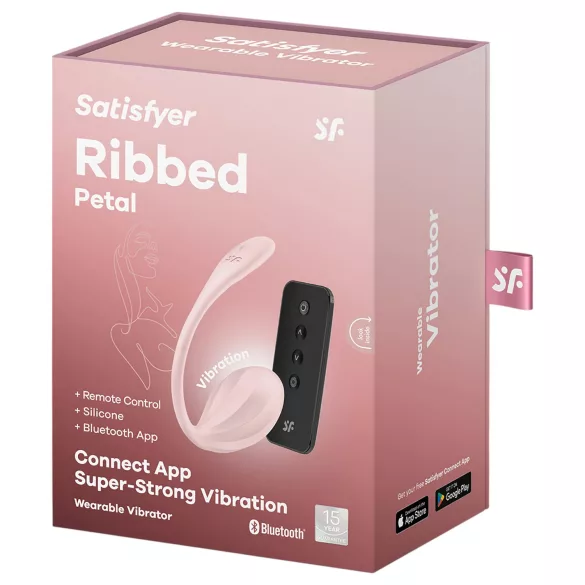 Satisfyer Ribbed Petal - bærbart vibrerende egg med fjernkontroll (rosa)