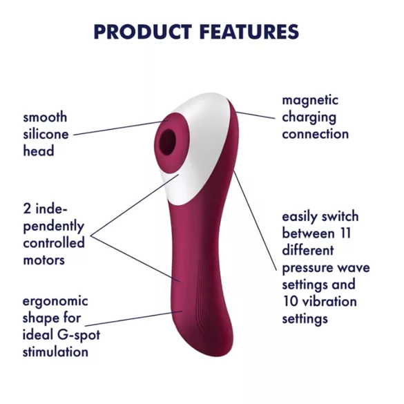 Satisfyer Dual Crush 2-i-1 klitorissugerder + G-punkt-vibrator (rød)