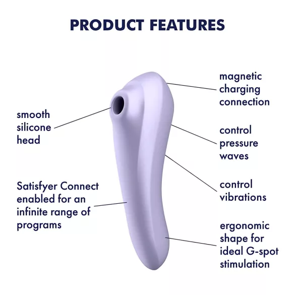 Satisfyer Dobbel Glede - smart 2-i-1 luftbølgevibrator (lilla)