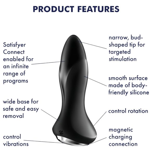 Satisfyer Rotator Plug 1 - perlet analvibrator (svart)