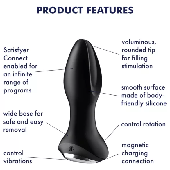 Satisfyer Rotator Plug 2 - perlet analvibrator (svart)