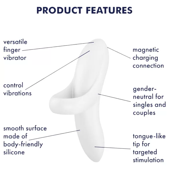 Satisfyer Bold Lover - oppladbar, vanntett fingervibrator (hvit)