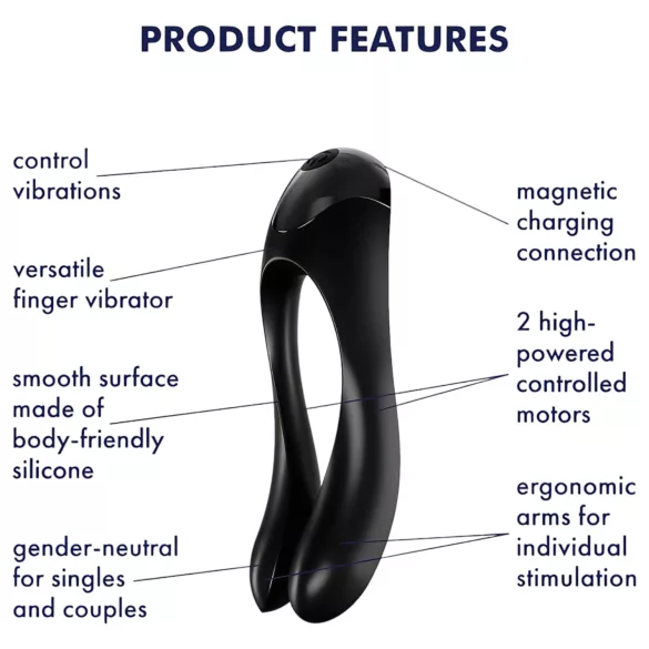Satisfyer Candy Cane - oppladbar, vanntett toarmet vibrator (svart)