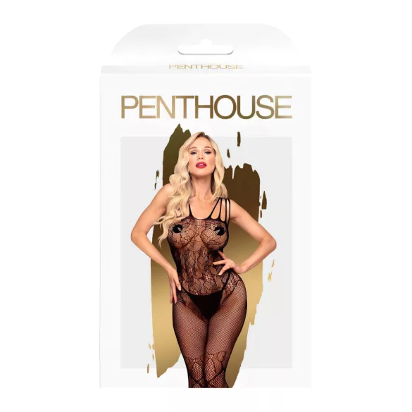 Penthouse Dirty Mind - Åpen Nettingdrakt (Svart) - XL