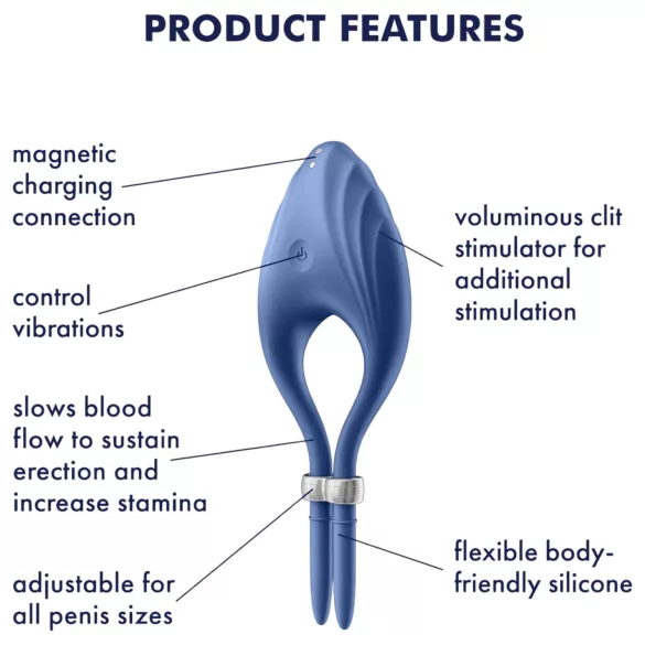 Satisfyer Duelist - oppladbar vibrasjonsring for penis (blå)