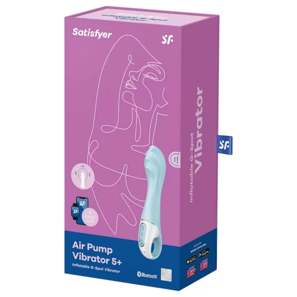 Satisfyer Air Pump Vibrator 5 - App-styrt (blå)