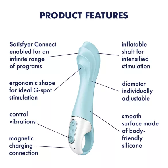 Satisfyer Air Pump Vibrator 5 - App-styrt (blå)