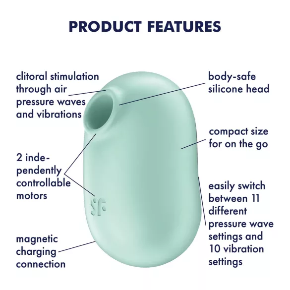 Satisfyer Pro To Go 2 - oppladbar, lufttrykk-klitorisvibrator (mynte)