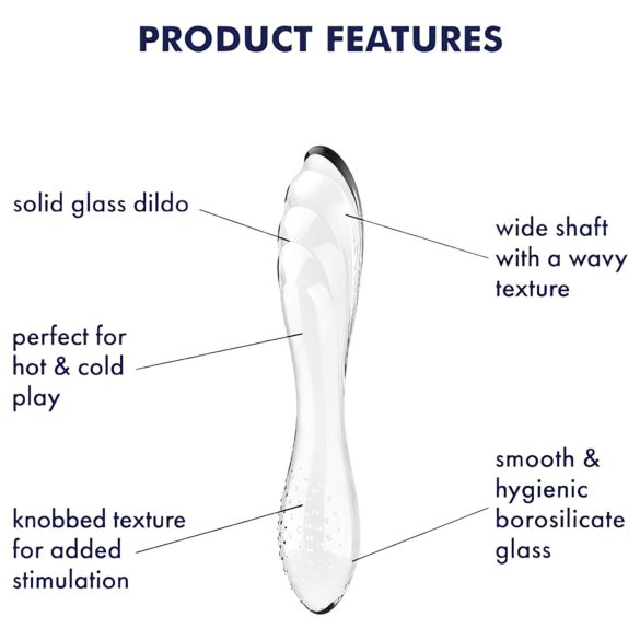 Satisfyer Dazzling Crystal 1 - tosidig glassdildo (gjennomsiktig)