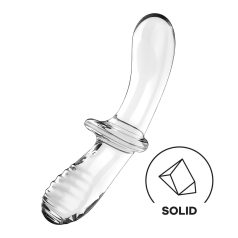   Satisfyer Double Crystal - tosidig glassdildo (gjennomsiktig)