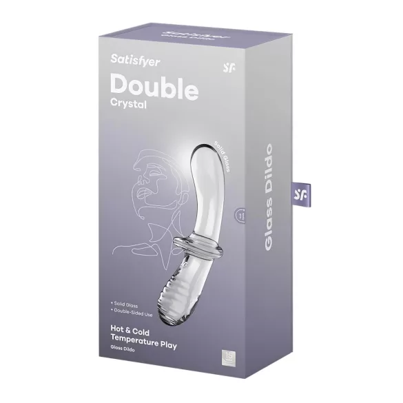 Satisfyer Double Crystal - tosidig glassdildo (gjennomsiktig)