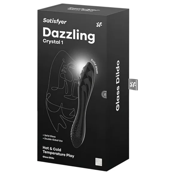 Satisfyer Dazzling Crystal 1 - tosidig glassdildo (svart)
