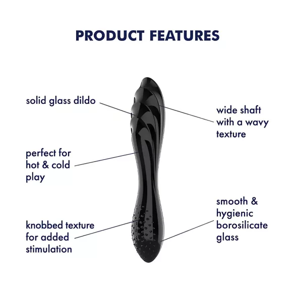 Satisfyer Dazzling Crystal 1 - tosidig glassdildo (svart)