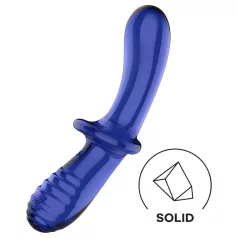Satisfyer Double Crystal - tosidig glassdildo (blå)