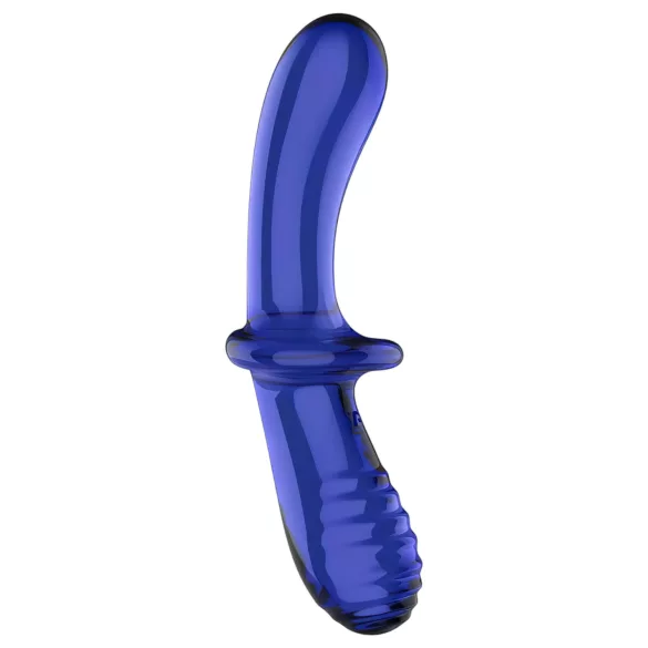 Satisfyer Double Crystal - tosidig glassdildo (blå)