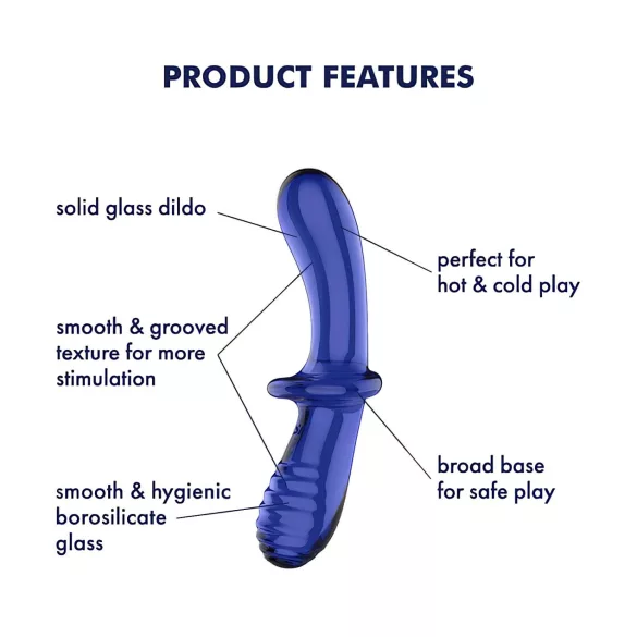 Satisfyer Double Crystal - tosidig glassdildo (blå)