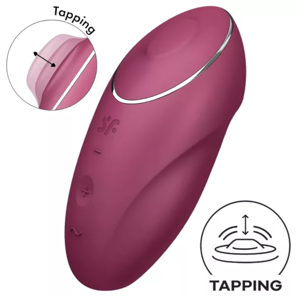 Satisfyer Tap & Climax 1 - 2-i-1 vibrator og klitorisstimulator (rød)