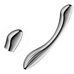 Satisfyer Pure Gravity 1 - ribbet ståldildo (sølv)
