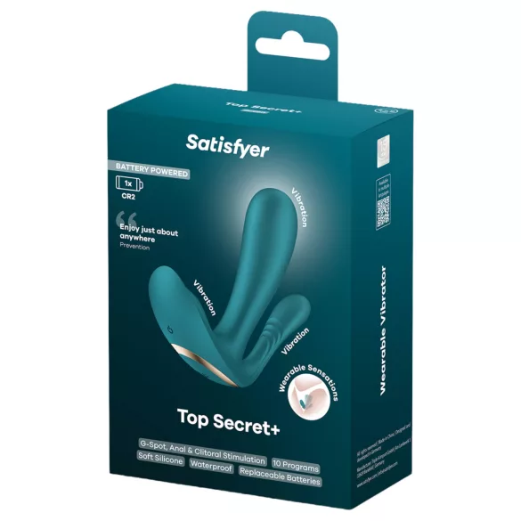 Satisfyer Top Secret+ - 3‑armet, bærbar vibrator (grønn)