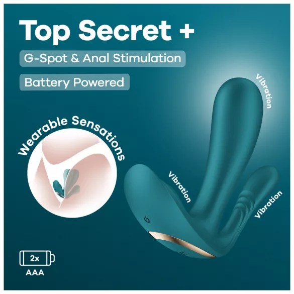 Satisfyer Top Secret+ - 3‑armet, bærbar vibrator (grønn)