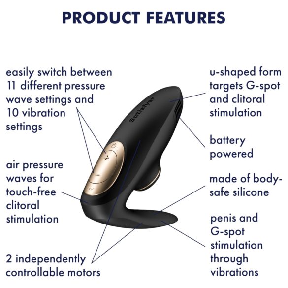 Satisfyer Pro 4 Couples - luftbølgevibrator for par (svart)