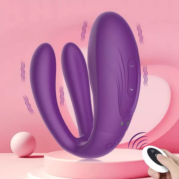Mrow - oppladbar, vanntett parvibrator med 3 motorer (lilla)
