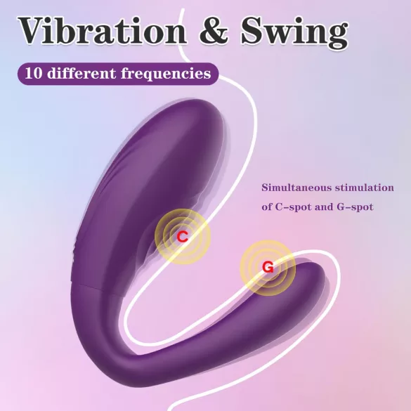 Mrow - oppladbar, vanntett parvibrator med 3 motorer (lilla)