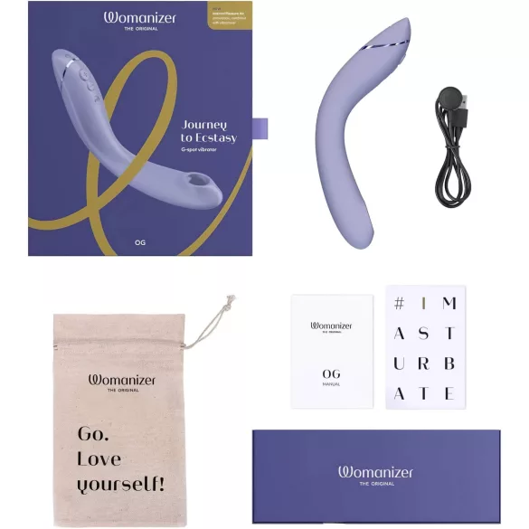 Womanizer OG - oppladbar, lufttrykk 2-i-1 G-punktvibrator (lilla)