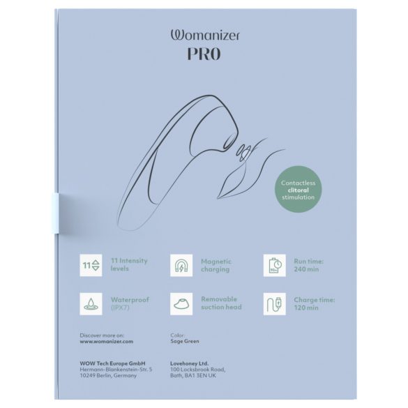 Womanizer Pro - luftbølgestimulator for klitoris (grønn)