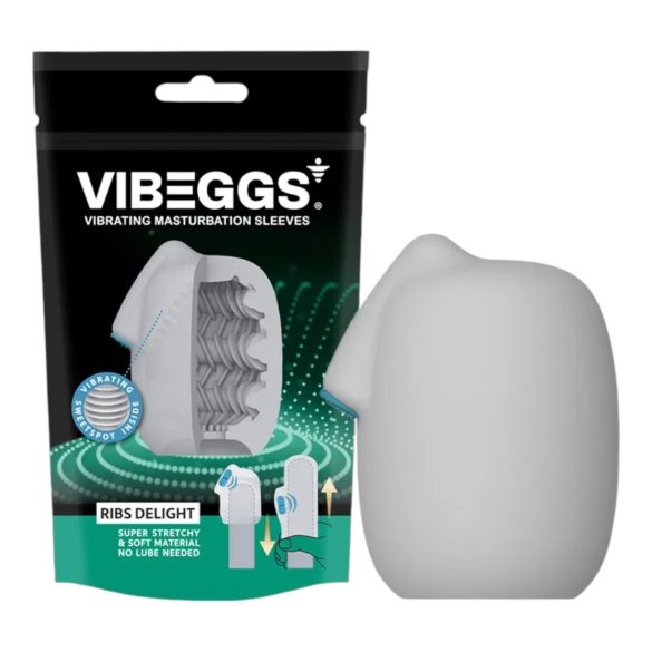 VIBEGGS Ribbe-Delight – vibrerende eggmasturbator (hvit)