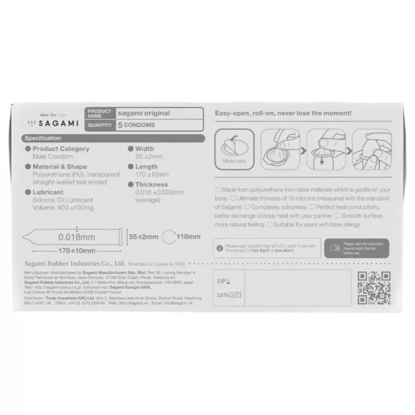 Sagami Original 0.01 - kondom - 55mm (5 stk)