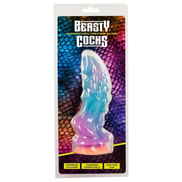 Beasty Cocks - utenomjordisk dildo i silikon (blå-oransje)