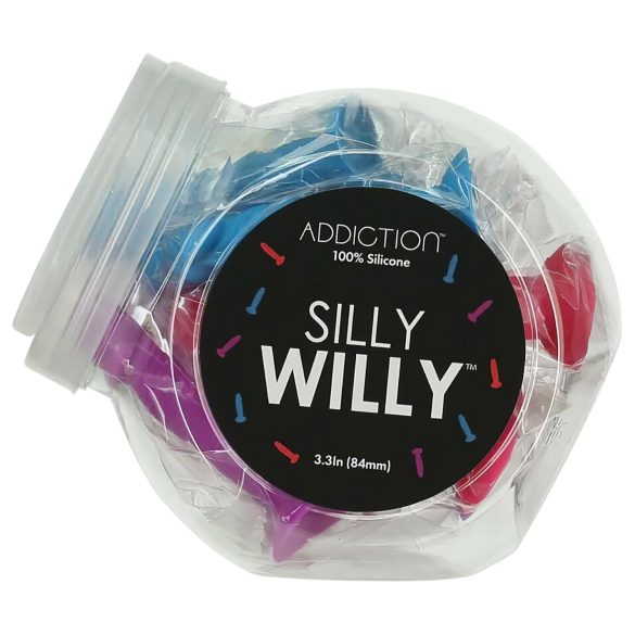 Silly Willy - sugekopp-silikondildo - 12 stk (fargerik)