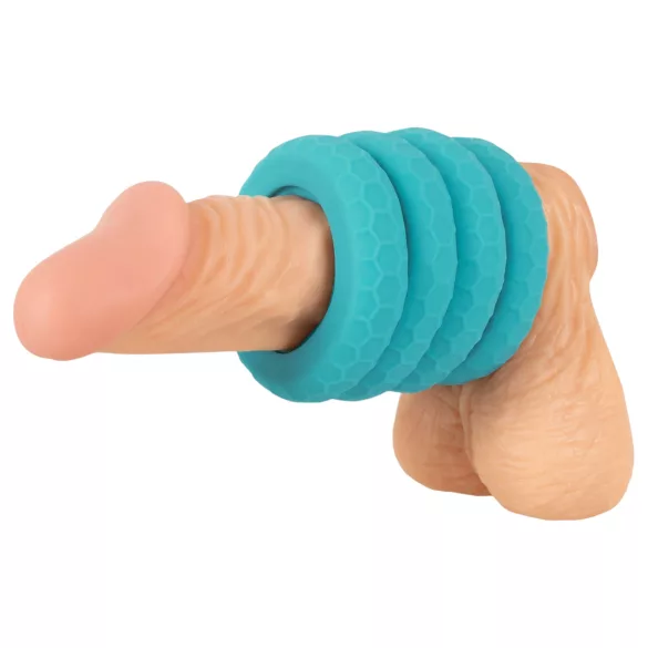You2Toys - 3-i-1 penis- og pungringssett (turkis)