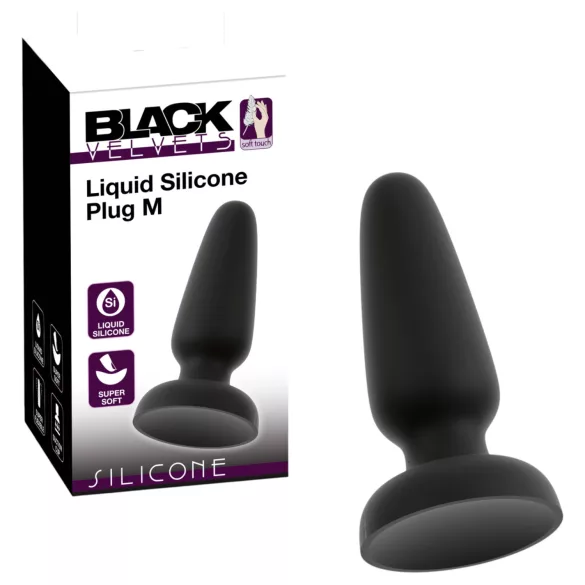 Black Velvets - silikon analplugg med sugekopp (svart) - M